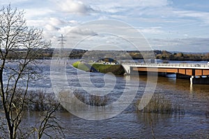Carrington Bridge in flood