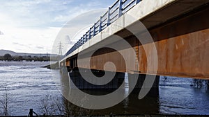 Carrington Bridge in flood