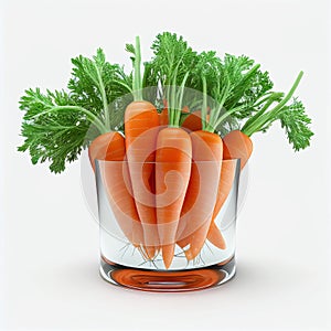 Carrot Bunch Isolated, Organic Vegetable Crop, Fresh Carrot Bunch on White Background