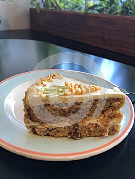 Carrot cake and coffee latte