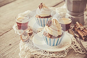 Carrot cake cupcakes with butter cream frosting