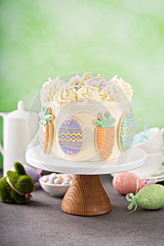 Carrot cake with frosting for Easter