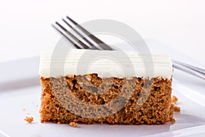 Carrot Cake on white plate. Sallow depth of field