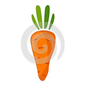 Carrot cartoon icon in flat style isolated on white background.