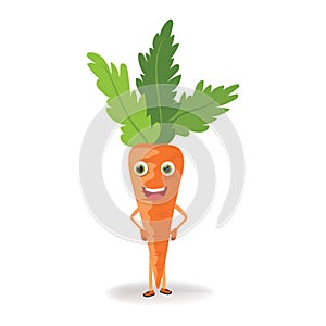 Carrot character with funny cartoon smiling. Semi-realistic Carrot character. Happy vegetable vector illustration. vector Cartoon