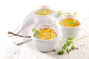 Carrot cheese flan or souffle