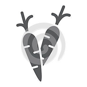 Carrot glyph icon, food and vegetable, root sign, vector graphics, a solid pattern on a white background.
