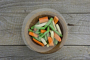 Carrot, green beans on the table