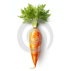 Carrot with green leaves on white background