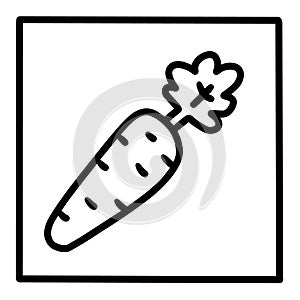 Carrot hand drawn vector icon doodle logo in cartoon style black white contrast