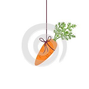 Carrot hanging from above vector incentive concept