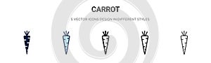 Carrot icon in filled, thin line, outline and stroke style. Vector illustration of two colored and black carrot vector icons