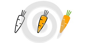 Carrot icon. Linear color icon, contour, shape, outline isolated on white. Thin line. Modern design. Vector set