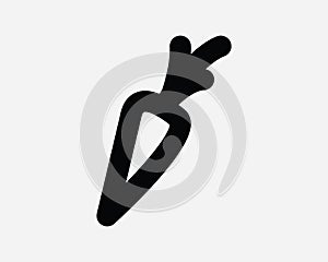 Carrot Icon Sign Symbol Black and White EPS Vector Line Outline Vegetables Fresh Produce Crop