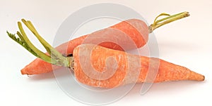 Carrot isolated on white background, vegetable with leaves