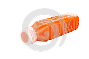 Carrot juice in a plastic bottle