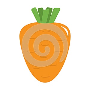 Carrot with leaves icon. Orange color. Vegetable collection. Fresh farm healthy food. Education card for kids. Flat design. White