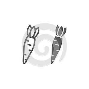 Carrot line and glyph icon, vegetable and diet