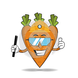 The Carrot mascot character becomes a mining officer. vector illustration