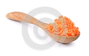 Carrot neatly chopped into cubes ready to be used