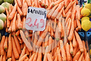 Carrot pictures on the price tag in the sales department