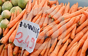 Carrot pictures on the price tag in the sales department