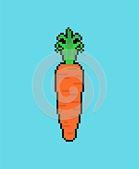 Carrot pixel art. Orange Vegetable 8 bit. Pixelate vector illustration