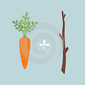 Carrot plus stick motivation concept