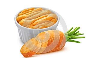 Carrot puree isolated on white background with clipping path