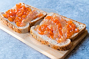 Carrot and Rose Jam on Bread / Mixed Marmalade