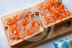 Carrot and Rose Jam on Bread / Mixed Marmalade