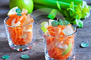 Carrot salad with green apple and celery