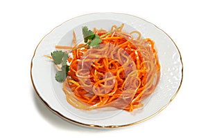 Carrot salad on the Korean isolated