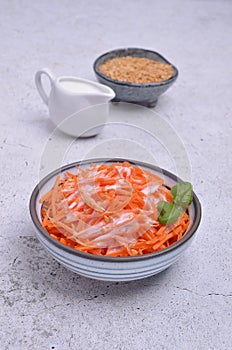 Carrot salad with white flax seeds