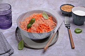 Carrot salad with white flax seeds