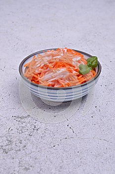 Carrot salad with white flax seeds