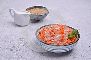 Carrot salad with white flax seeds