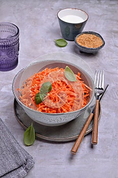 Carrot salad with white flax seeds