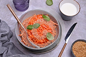 Carrot salad with white flax seeds