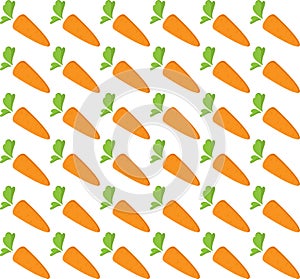 Carrot Seamless Pattern with flat orange vegetable, cartoon food illustration. Trendy background ornament. Cute print
