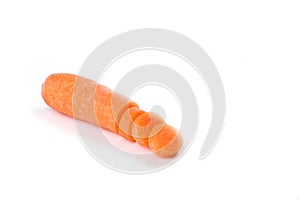 Carrot sliced into round slices isolated on white background.