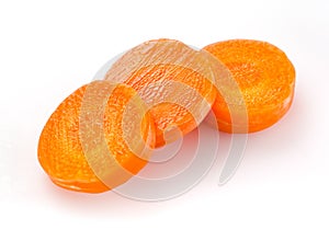 Carrot slices isolated on white