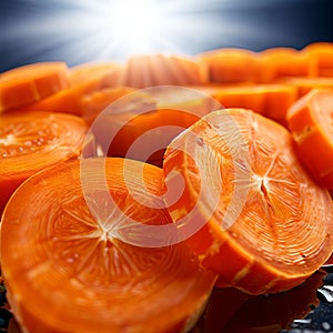 carrot slices on transparent background in a close up perspect photo