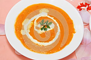 Carrot soup with sourcream