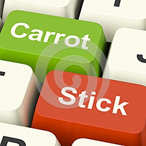 Carrot Or Stick Keys Showing Motivation By Incentive Or Pressure