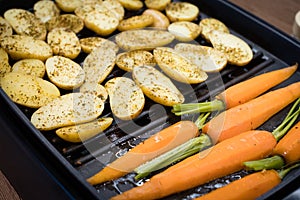 Carrot and sweet potato on the grill