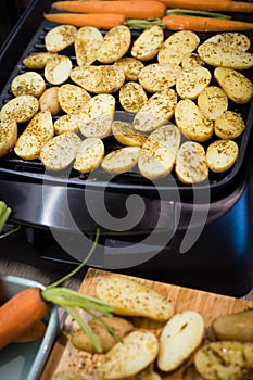 Carrot and sweet potato on the grill