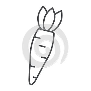 Carrot thin line icon, vegetable and diet