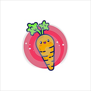 Carrot Vector Icon Illustration. Cute Vegetable. Flat Cartoon Style Suitable for Web Landing Page, Banner, Sticker, Background