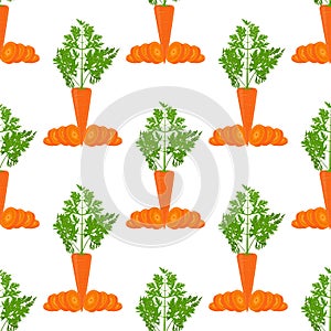 Carrot vector seamless pattern. Flat and solid color vector.
